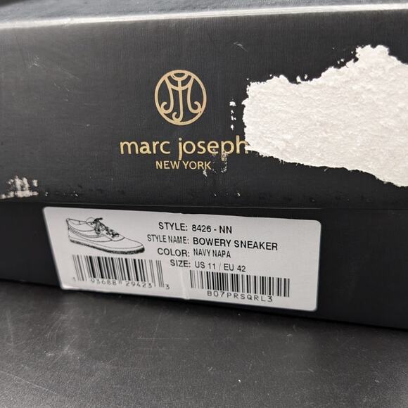 Marc Joseph New York shoes Mens 11 Bowery Sneaker Leather Blue Navy Napa - Picture 8 of 10
